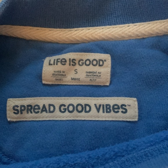 Life is Good Mens Cotton Embroidered Logo Crew Neck Blue Sweat Shirt, Size Small - Picture 5 of 6